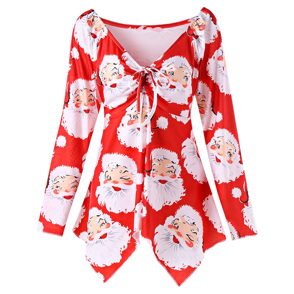 Buy Joineles 5XL Plus Size Santa Claus Print Christmas