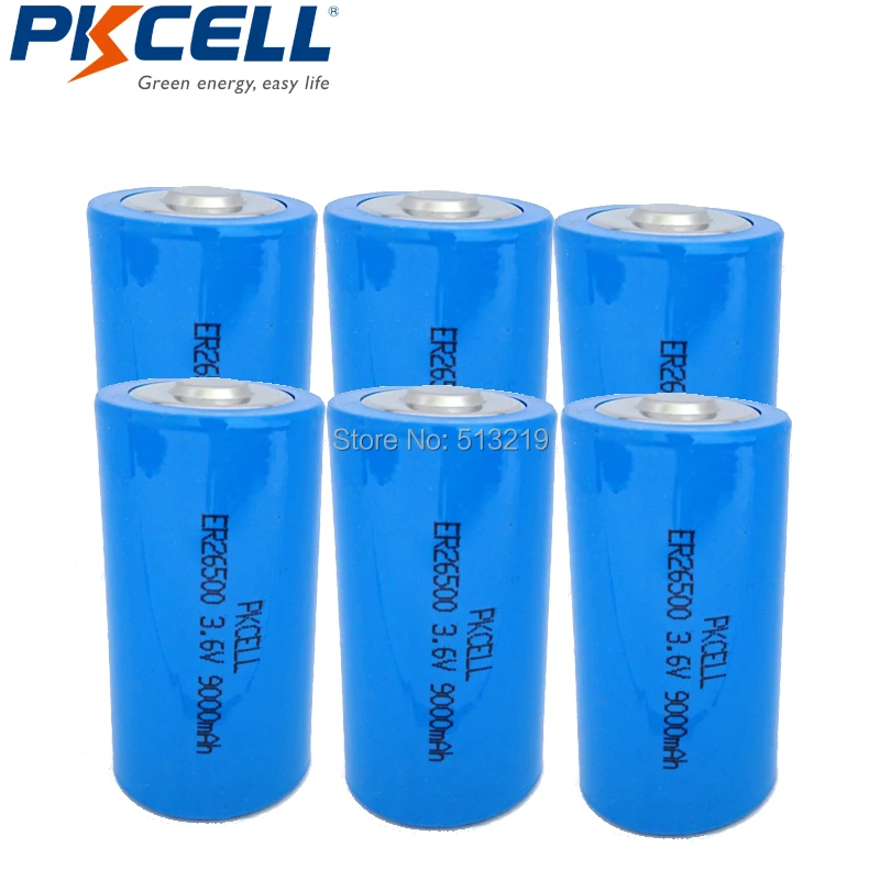 

6 x 26500 ER26500 3.6V 9000mAh Battery Lithium Li-SOCl2 C Batteries ER26500 LS26500 9A batteria