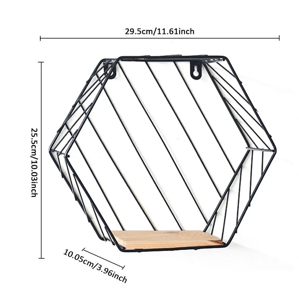 Железная шестиугольная сетка настенная полка комбинированная настенная подвесная геометрическая фигура для украшения стен гостиная спальня Скандинавская стойка - Цвет: 12