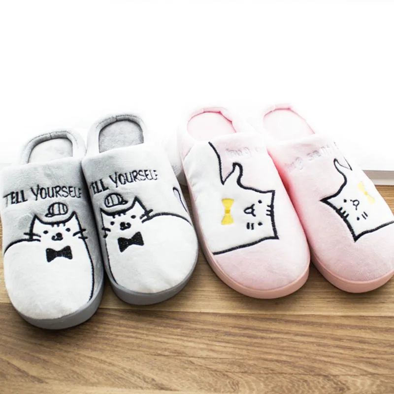 Warm Cartoon Cat Winter Slippers Women Home Shoes Comfort Home Shoes For Women Plus Indoor Shoes Fur Slippers Cat Slippers