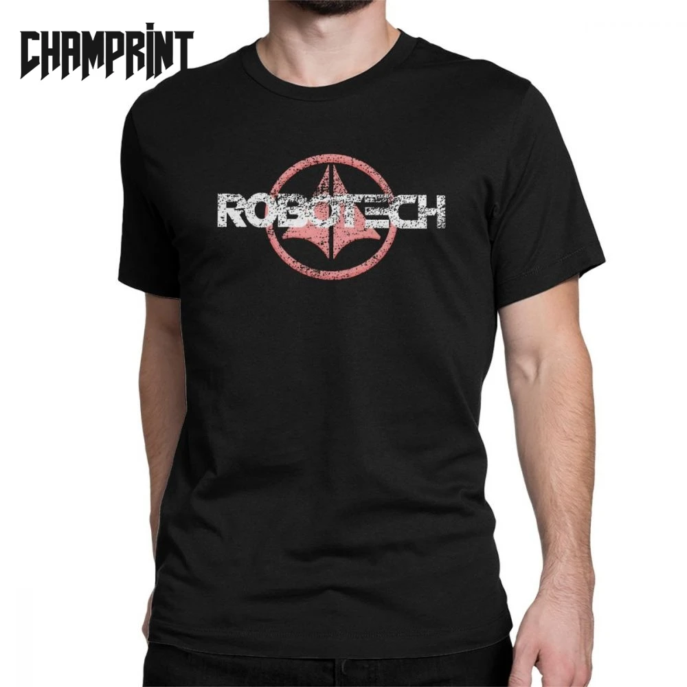 Robotech футболка для мужчин аниме Япония мультфильм роботы Старая школа отаку 80 s Винтаж Хлопок футболки вырез лодочкой короткий рукав