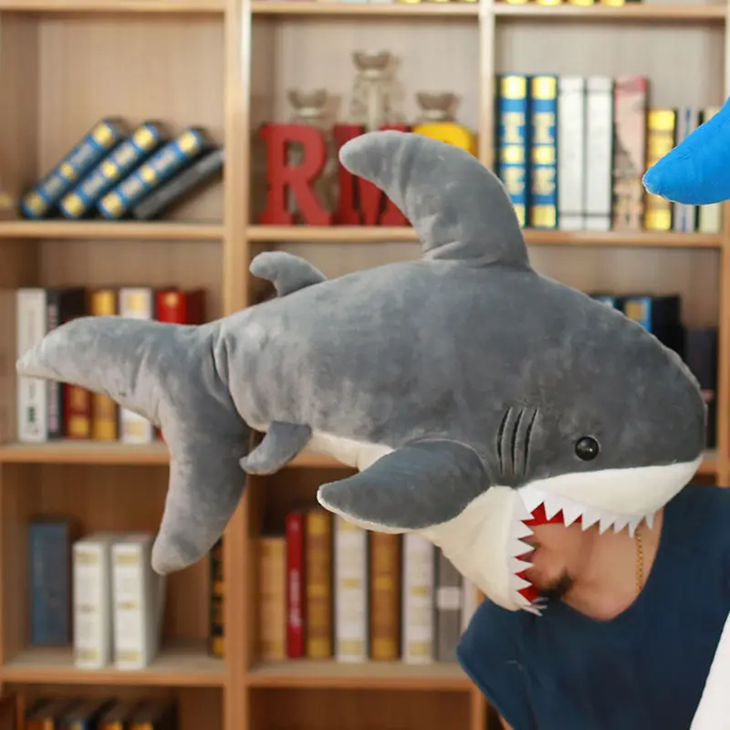 Милые огромные акулы плюшевые игрушки мягкие моделирование чучела игрушки Дети кукольные подушки игрушки подарки для детей# TC - Цвет: 90cm Gray shark