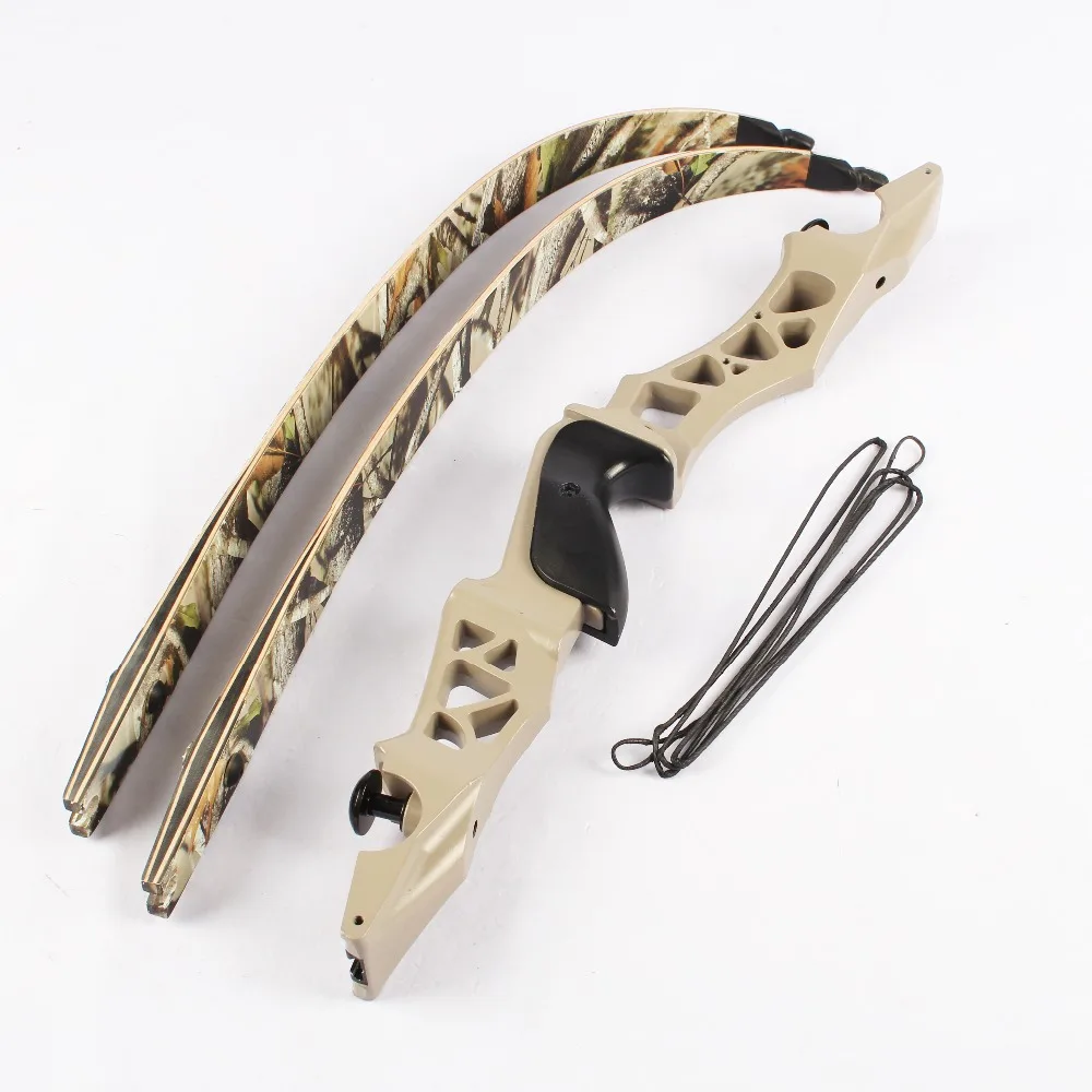 Camo para a Mão Tiro com Arco Caça ao ar Polegadas Recurvo Arco Takedown Preto Direita Usuário Livre 64 30-60lbs 27 Cheap Arco e flecha