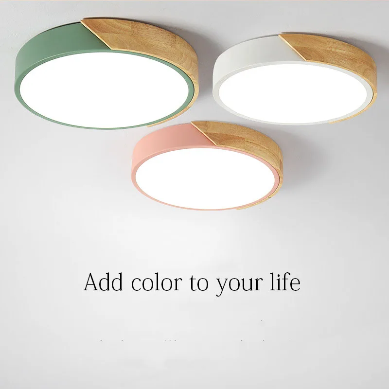 

New design LED Wood Ceiling Lights In Round Shape lamparas de techo For Bedroom Balcony Corridor Kitchen Lighting Fixtures