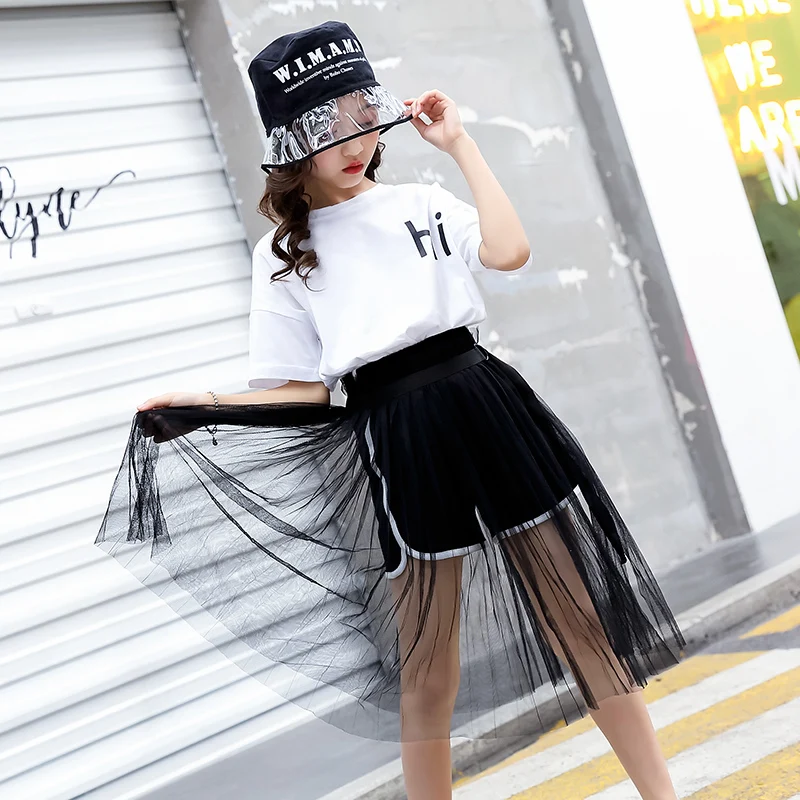 

Baby girl suit summer new big boy skirt fashion Korean version of the western print short sleeve two-piece children's clothes