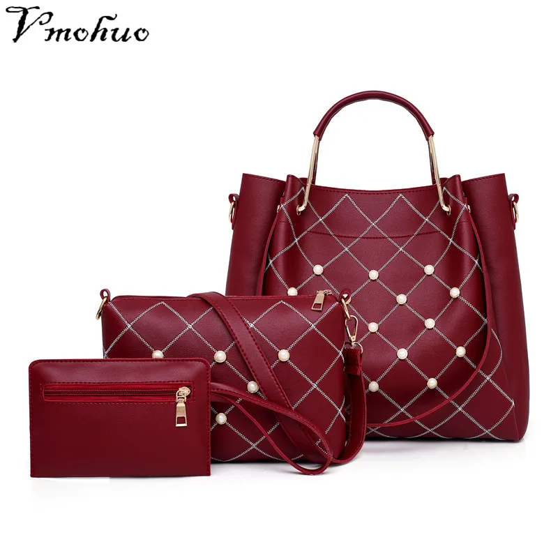 

VMOHUO 3PCS Women Composite Bag Luxury Leather Purse and Handbags Famous Brands Designer Sac Handbag Female Shoulder Bag Set