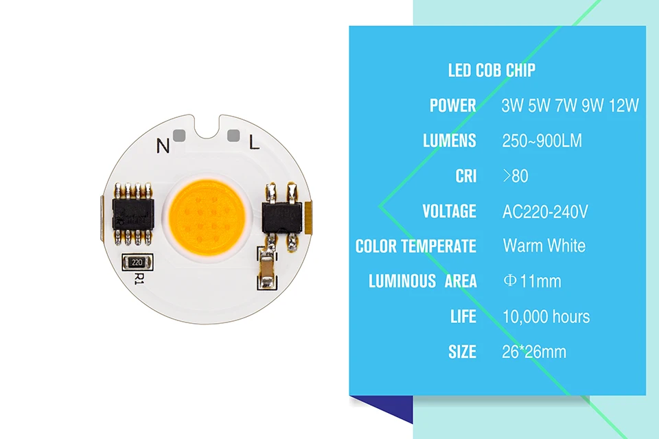 5 шт./лот светодиодный умная ИС(интеграционная схема светильник чип 220V 12 Вт 9 Вт 7 Вт 5 Вт 3 Вт COB Чип день, холодный и теплый свет для выращивания светильник для Светодиодный прожектор светильник Точечный светильник «сделай сам»