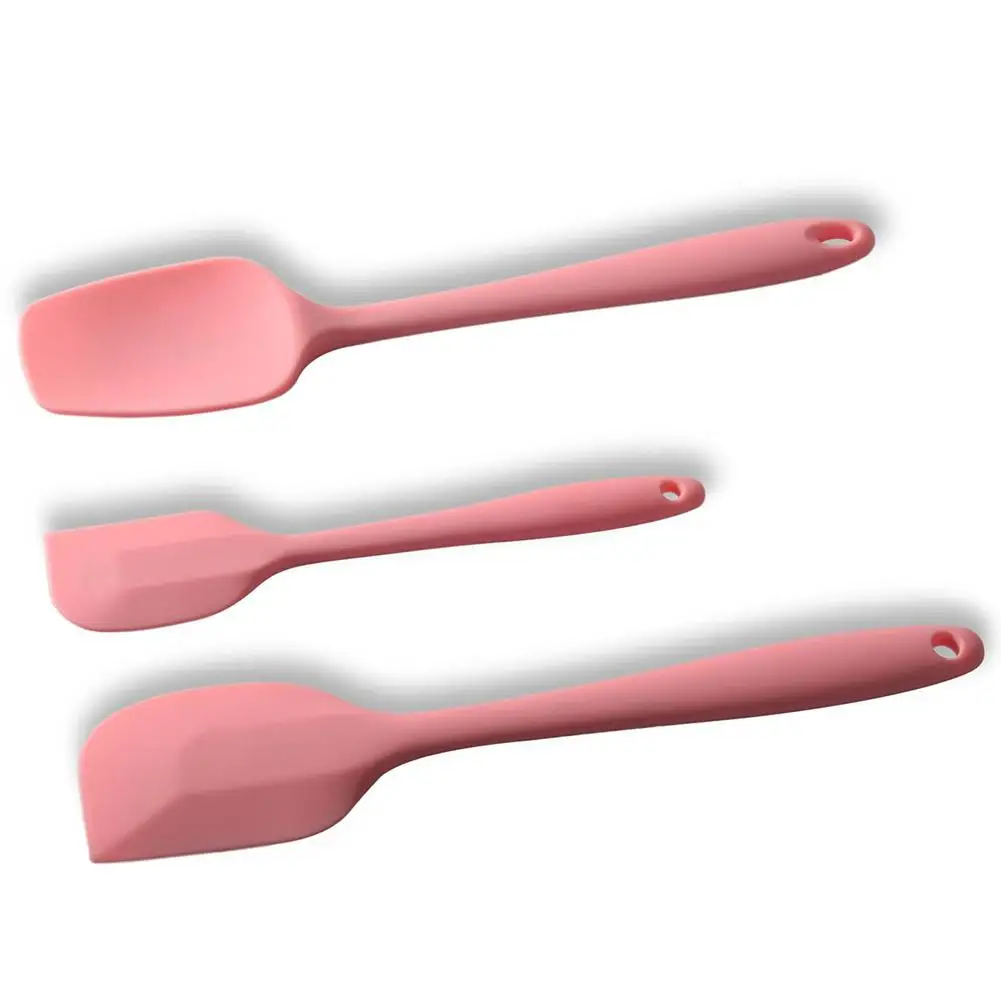 Pink Hobbylane 3 шт./компл. силиконовый Еда лопатки из нержавеющей стали для Кухня выпечки салат смешивания инструменты - Цвет: Pink
