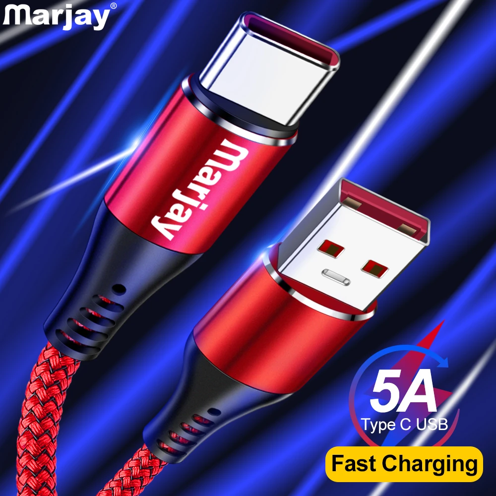 

Marjya 5A Supercharge USB Type C Cable For Samsung S9 S10 Plus Quick Charging Type-c Charger Cable For Huawei P20 Lite P30 Pro