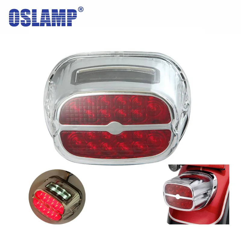 

Oslamp Motorcycle LED Taillight Chrome Running Brake License Plate Light 12V for Harley Sportster Softail Dyna Touring #6808508