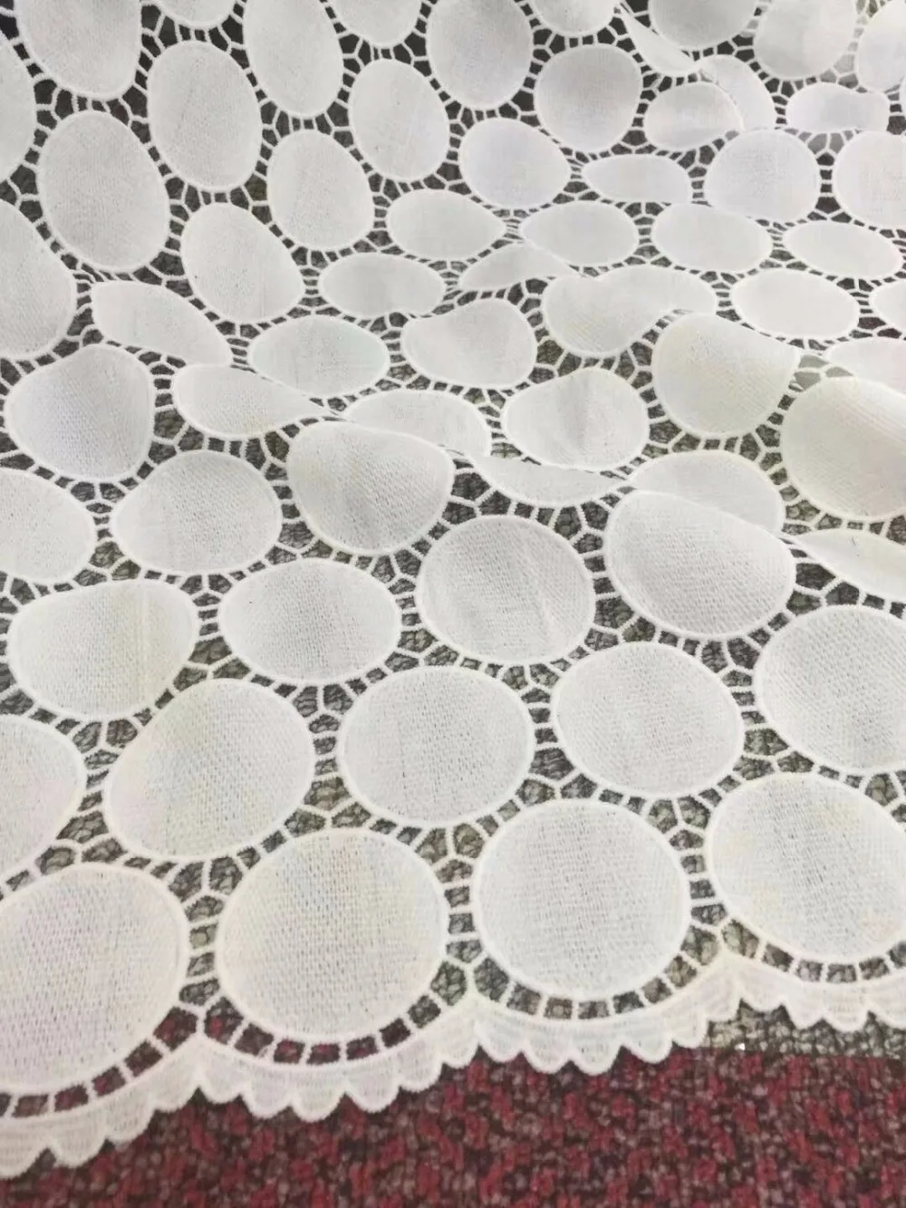 

milk color African Cord Lace Fabrics High Quality Nigeria Wedding Dress Lace Water Soluble Guipure Lace Fabric ZLS03-3