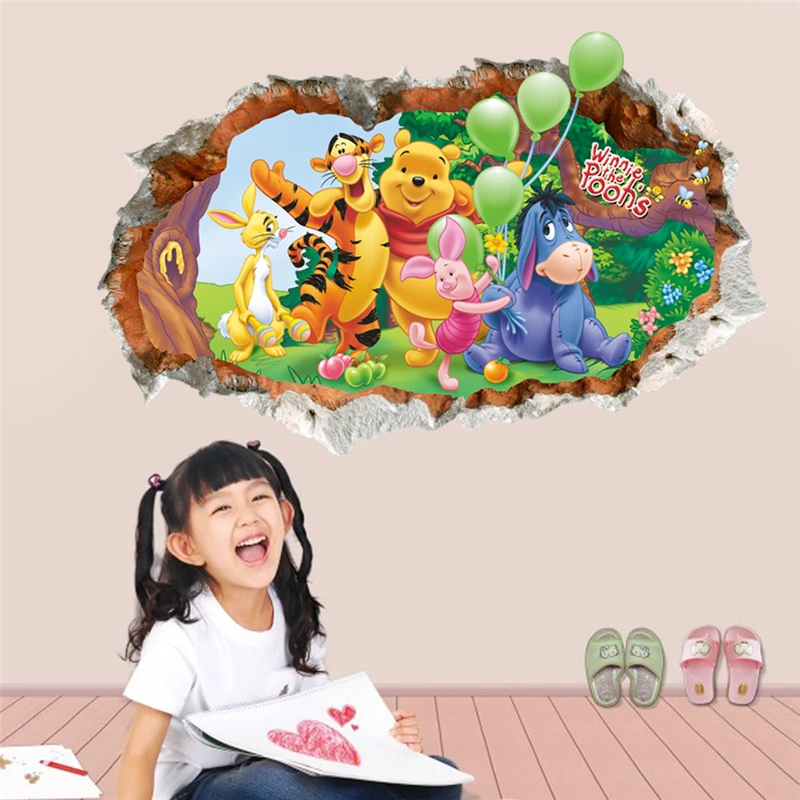 Autocollant Mural Dessin Anime Winnie L Ourson Autocollant Mural Pour Chambres D Enfants Papier Peint Affiche Artistique Pour Enfants Decor De Hoom Pour Pepiniere Aliexpress