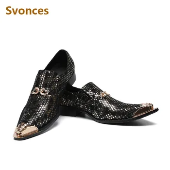 

2018 Zapatillas Hombre Polka Dot Fashion Mens Shoes Slip-On Metal Toe Dressing Party Wedding Shoes Man New Brand Genuine Leather