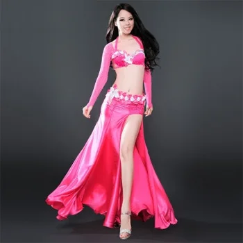 

Belly dance clothing women luxury dress belly dance bra + top + belt + skirt 4pcs belly dance clothes suit performance suit SML
