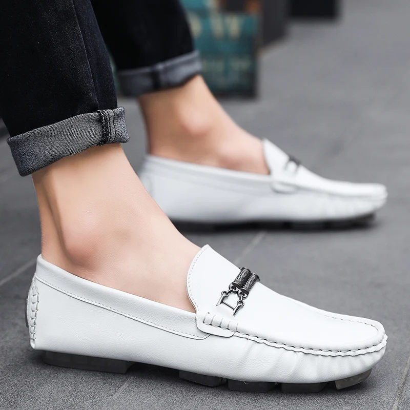 

2019 Spring Men Peas Shoes Fashion Flat Men Shoes Leather Sneaker Driving Shoes Light Sneaker Male Zapatos De Hombre HC-042
