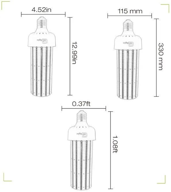 1000W MH HPS Warehouse Highbay Light replacement E39 E40 socket 250W Led Corn Cob Bulb Lamp 