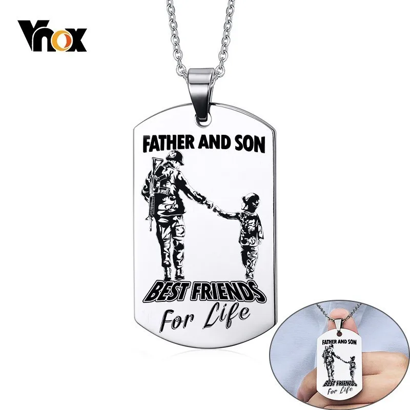 

Vnox FATHER AND SON Stainless Steel Pendant Necklaces Free Customized Engrave Name Logo ID Tag Necklaces Gifts for DAD