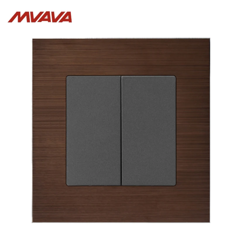 

MVAVA 16A Light Switch 2 Gang 1/ 2 Way Wall Decorative Push Button EU/UK Standard Alumimum Brusted Light Control Free Shipping