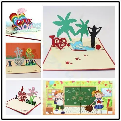 

3D paper pop up card Coconut tree Thanksgiving card cartoon greeting card gift Paper cutting Father day thank you card postcard