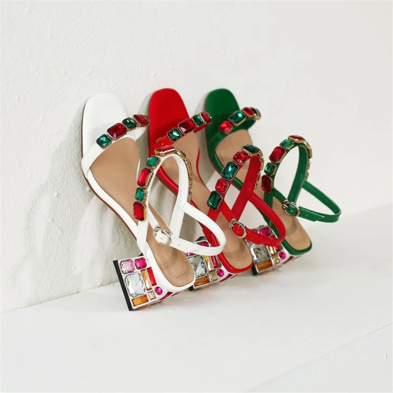 MSSTOR Crystal Women Sandals 2019 Plus Size Fashion Classics Peep Toe Buckle Strap Sexy Red Sandals Square Heel Summer Sandals MSSTOR Crystal Women Sandals 2019 Plus Size Fashion Classics Peep Toe Buckle Strap Sexy Red Sandals Square Heel Summer Sandals