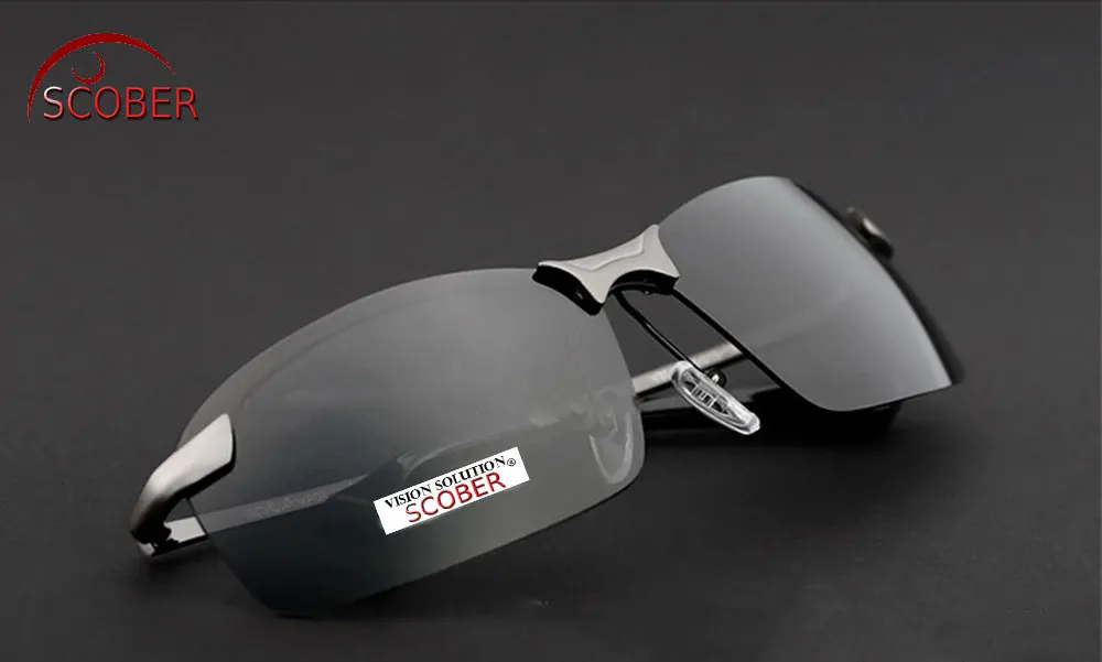 = SCOBER = Роскошные спортивные поляризованные солнцезащитные очки без оправы коричневые и серые линзы водительский TAC усиленный поляроидный, поляризованный Uv400 мужской - Цвет линз: Серый