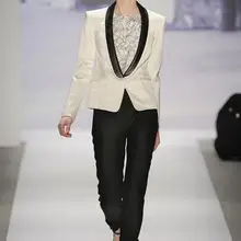Модные женские смокинги цвета слоновой кости, шаль, костюмы с лацканами для женщин, Деловые женские костюмы на одной пуговице