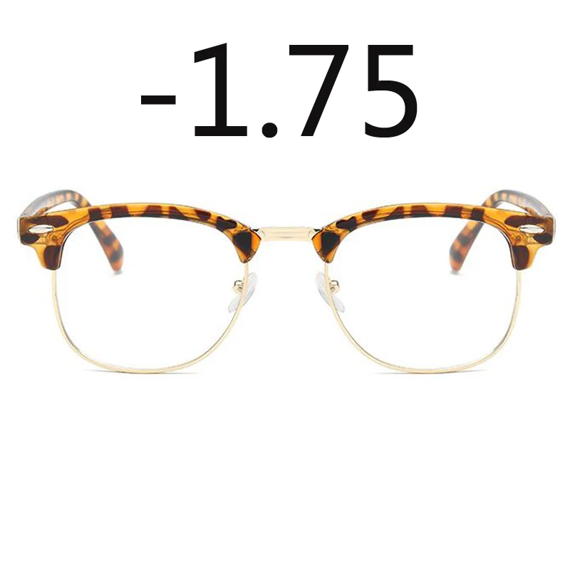 Женские очки без оправы с желтой леопардовой оправой для близорукости, очки для близорукости 0-0,50-1,0-1,5-2,0-2,5-3,0-3,5-4,0-5,0-6,0 - Цвет оправы: Myopia 175