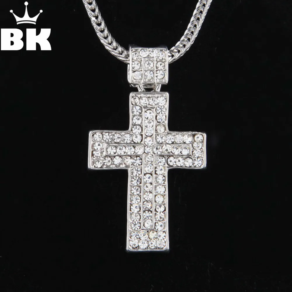 Men Catholic Silver Color Cross Pendant Necklace Fashion Rock Style