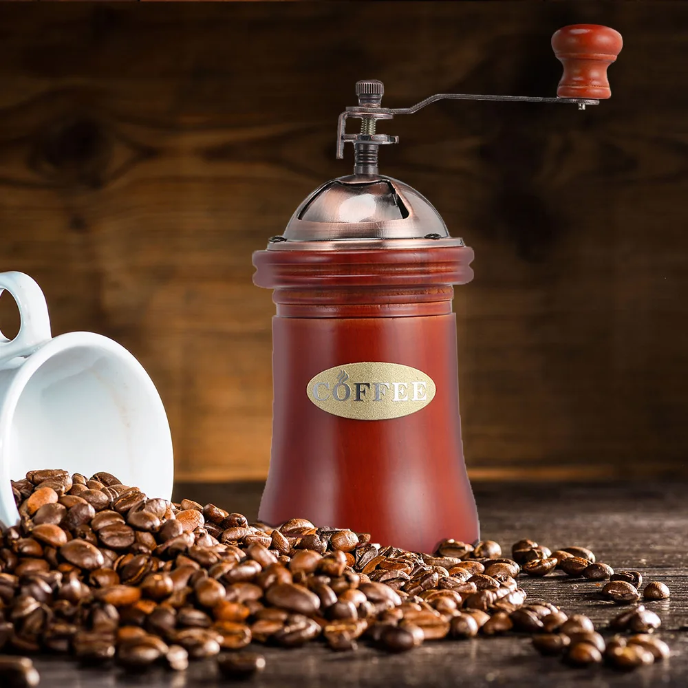 

Manual Wooden Coffee Grinder Hand Grinding Machine Stainless Steel Retro Coffee Spice Mini Burr Mill High-Quality Coffee Grinder
