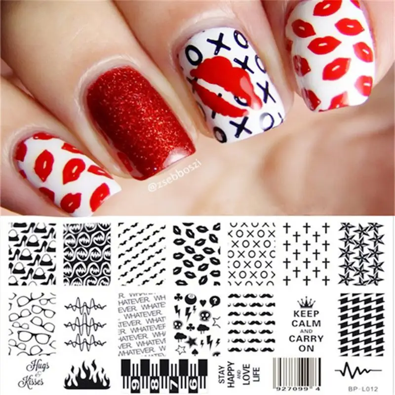 

BORN PRETTY Sexy Classic Lips Cross Pattern Nail Art Stamp Template Image Stamping Plate BP-L012 Printing Transfer DIY