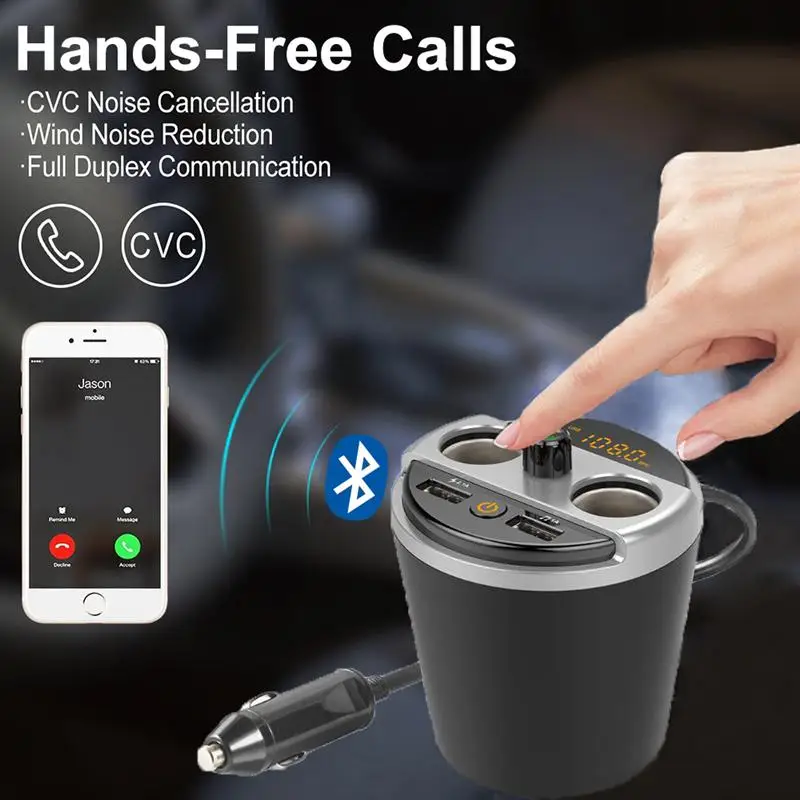 Автомобиль Bluetooth fm-передатчик Кубок MP3 плеер Hands Free Car Kit подстаканник прикуривателя Dual USB Зарядное устройство U диска воспроизведение музыки