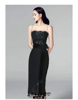

2019 Elegant Celebrity Spaghetti Strap Dress Belt Sexy Women Bodycon Strapless Night Lace Club High Quality Dresses Wholesale