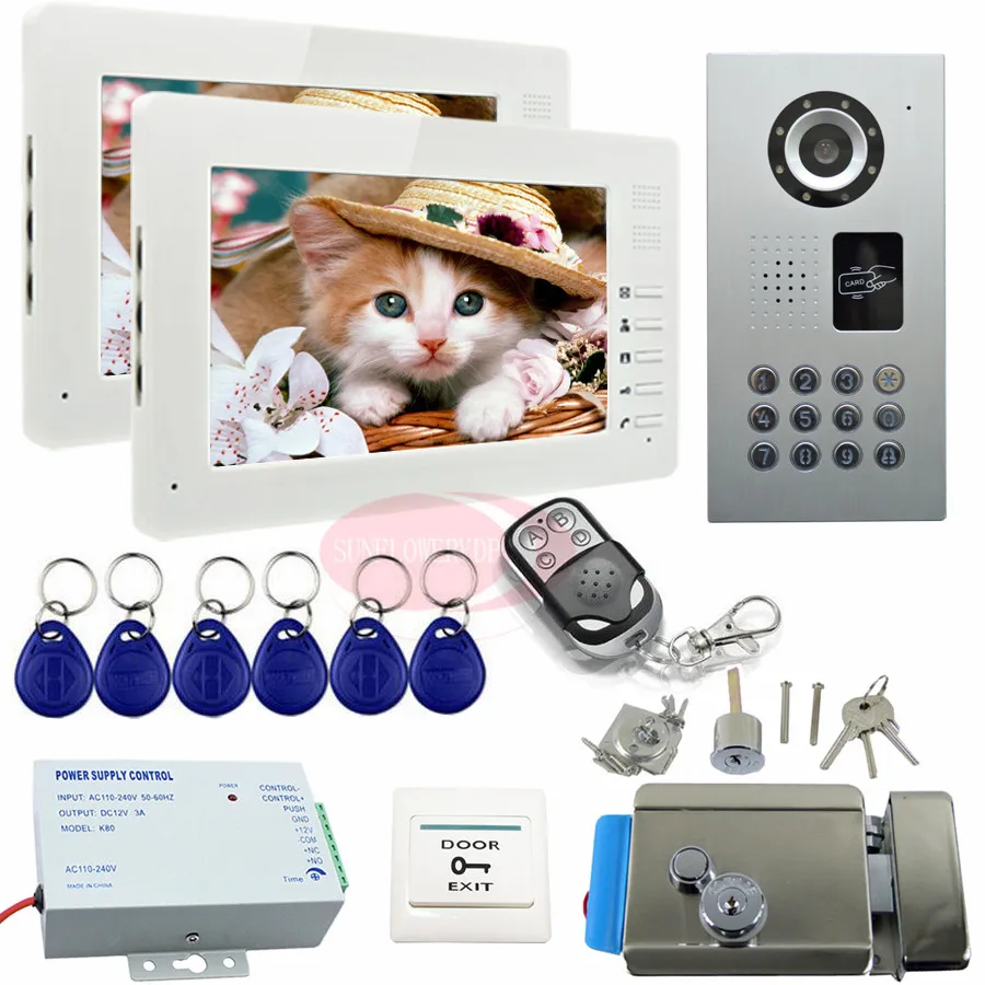 

Video Intercom With Electric Lock IP65 Waterproof Door Phone Intercom+Wireless Remote Control Security Camera Monitoring System