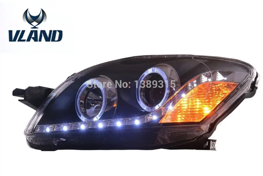 Free shipping for VLAND Car head lamp for Toyota for VOIS LED headlight 2008-2013 angel eyes Yaris Headlight