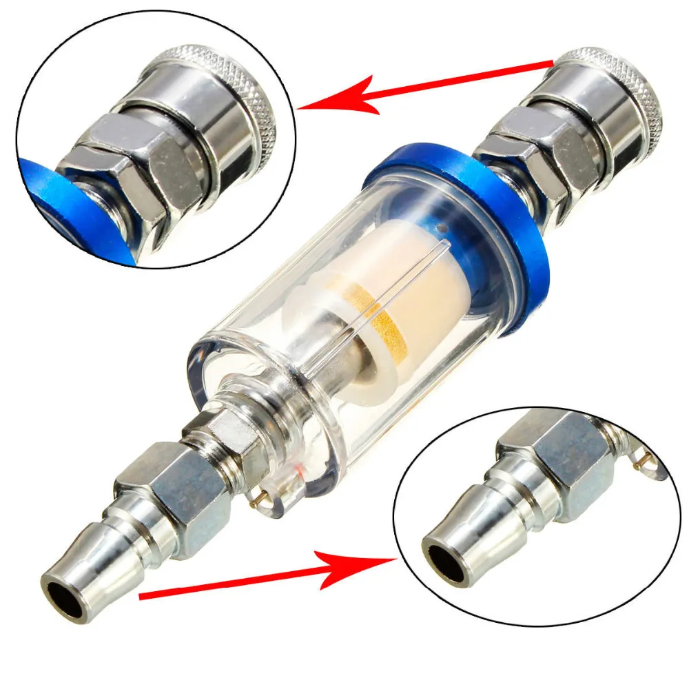 1/4 встроенный воздушный масляный сепаратор воды фильтр комплект для компрессора распылитель краски пистолет инструмент