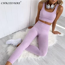 CHRLEISURE женский костюм из двух предметов укороченный топ женские брюки подходящие комплекты уличная одежда для отдыха Бесшовные женские комплекты пуш-ап