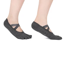 Womens Yoga Socks Five Fingers Breathable Dance Gym Non Slip Ballet Pilates Sock Fitness Silicone Cotton 5Toe Backless Socks New