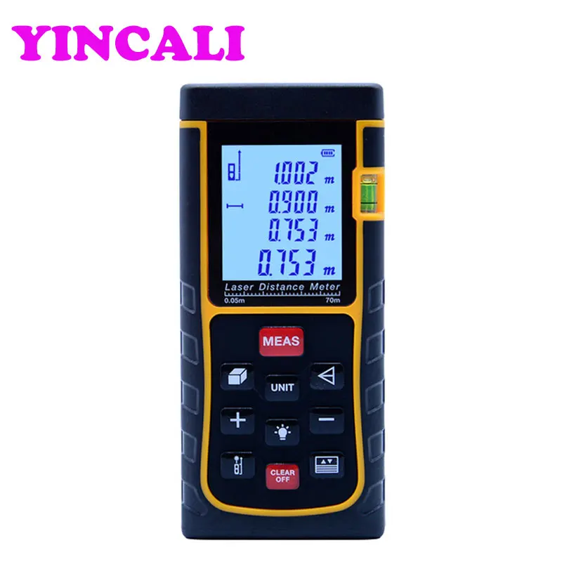 2 PCS/lot High Precision Handheld Laser Distance Meter SW-E70 Laser Rangefinder 70M storage 100 units also measure Area Volume