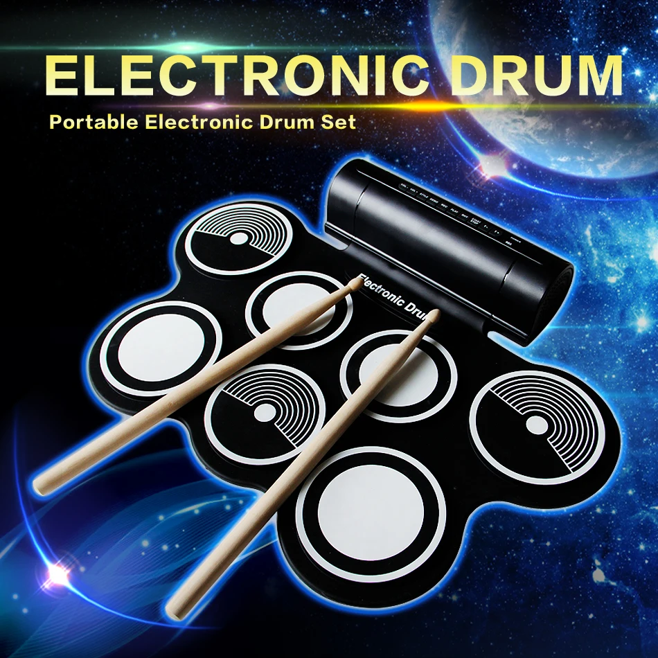 Electronic drum 7 drum pad include crash cymbal/ride cymbal high/low