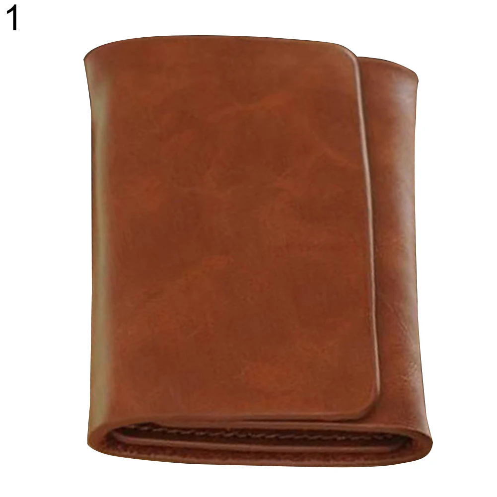Мужской кошелек, модный кожаный бумажник с магнитной пряжкой, короткий держатель для карт, мужской кошелек - Цвет: Коричневый