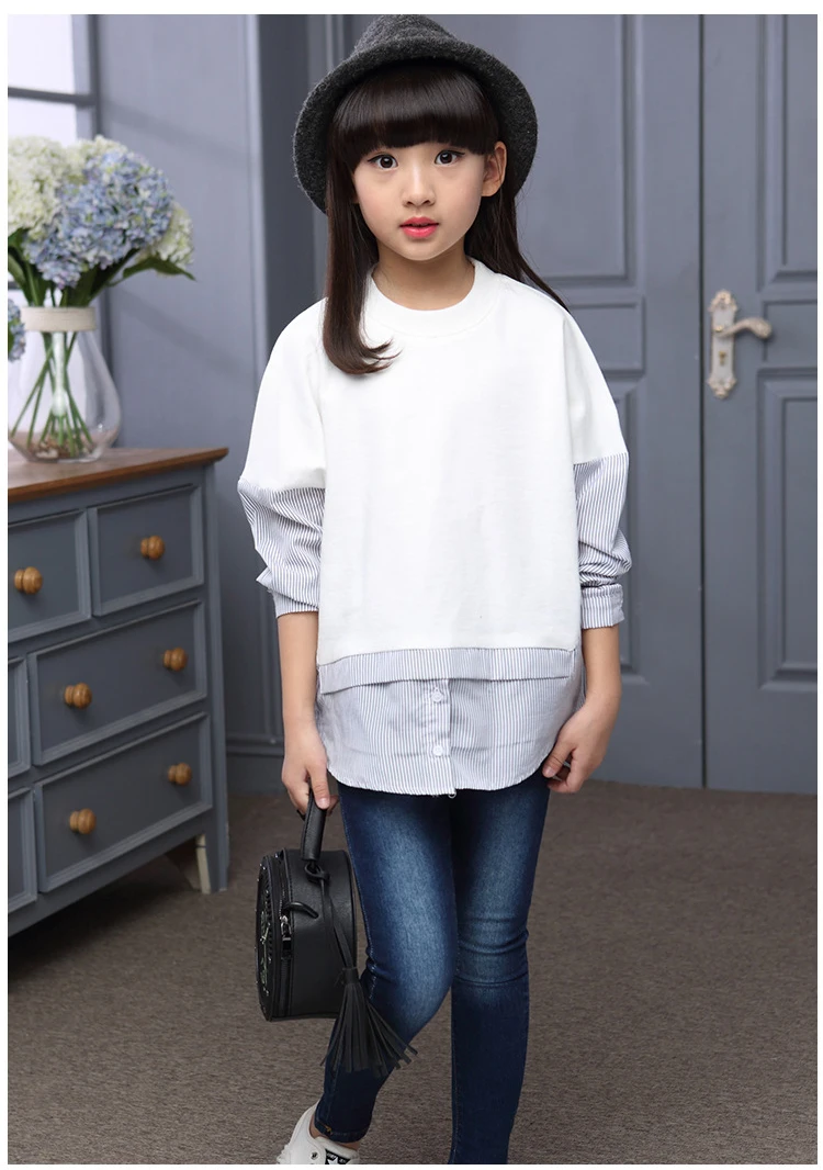 long sleeve girls tops blouses children's fashion clothing spring 2018 striped sleeve patchwork blouse shirt baby girl clothes (11)