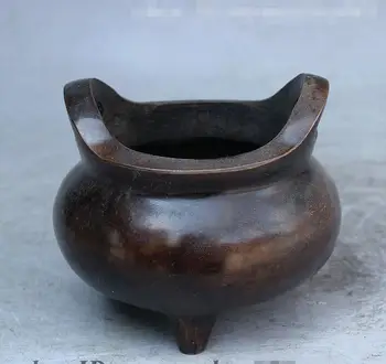

Chinese Buddhism Temple Fane Pure Bronze JiXiang Statue Incense Burner Censer