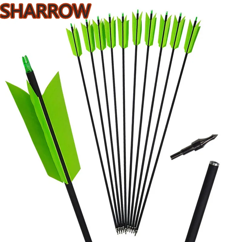 

12Pcs 30" Archery Carbon Arrows FLU-FLU 4 Turkey Feathers Spine 400 Carbon Arrow For Bow Outdoor Training Shooting Accessories
