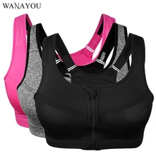 WANAYOU 2XL 5XL Plus Size Sports font b Fitness b font Bras Women Zipper Push Up
