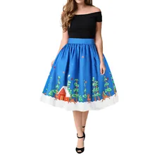 Новое поступление Для женщин женские модные Повседневное Рождество Санта расклешенные эластичные Высокая Талия Косплэй бутон юбка ot15