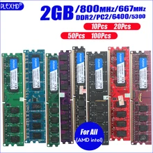 PLEXHD เดสก์ท็อป 10 ชิ้น PC หน่วยความจำ RAM DDR2 800 Memoria โมดูล PC2 6400 1GB 2GB 4GB (2PCS * 2 GB) ใช้งานร่วมกับ DDR2 800 MHz/667 MHz(China)