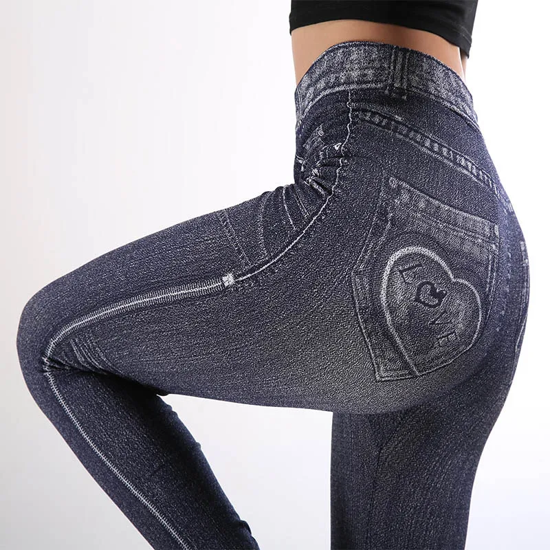 Лидер продаж, джинсы для Для женщин джинсовые штаны Новые Карманы с принтом пуш-ап боди узкие леггинсы с ковбойской имитацией Фитнес размера плюс леггинсы