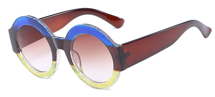 Фирменный дизайн, женские роскошные солнцезащитные очки, круглая оправа, мужские, черные, зеленые, красные, модные градиентные линзы, UV400, зеленый, розовый, коричневый - Цвет линз: NO7