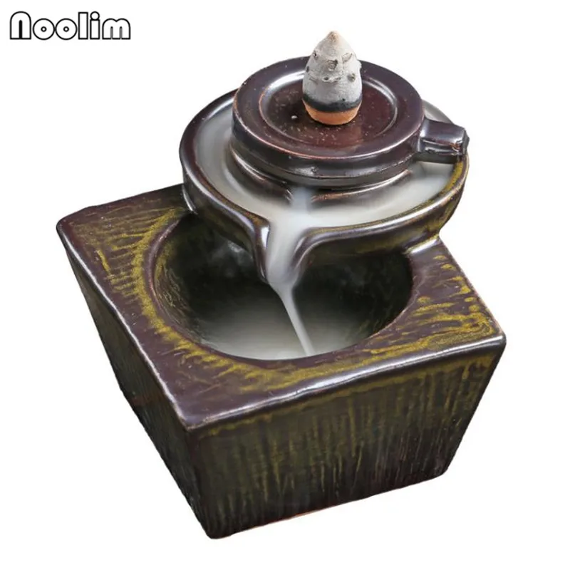 

Ceramic Retro Stone Mill Smoke Backflow Incense Burner Waterfall Incense Holder Home Decor Zen Aromatherapy Censer