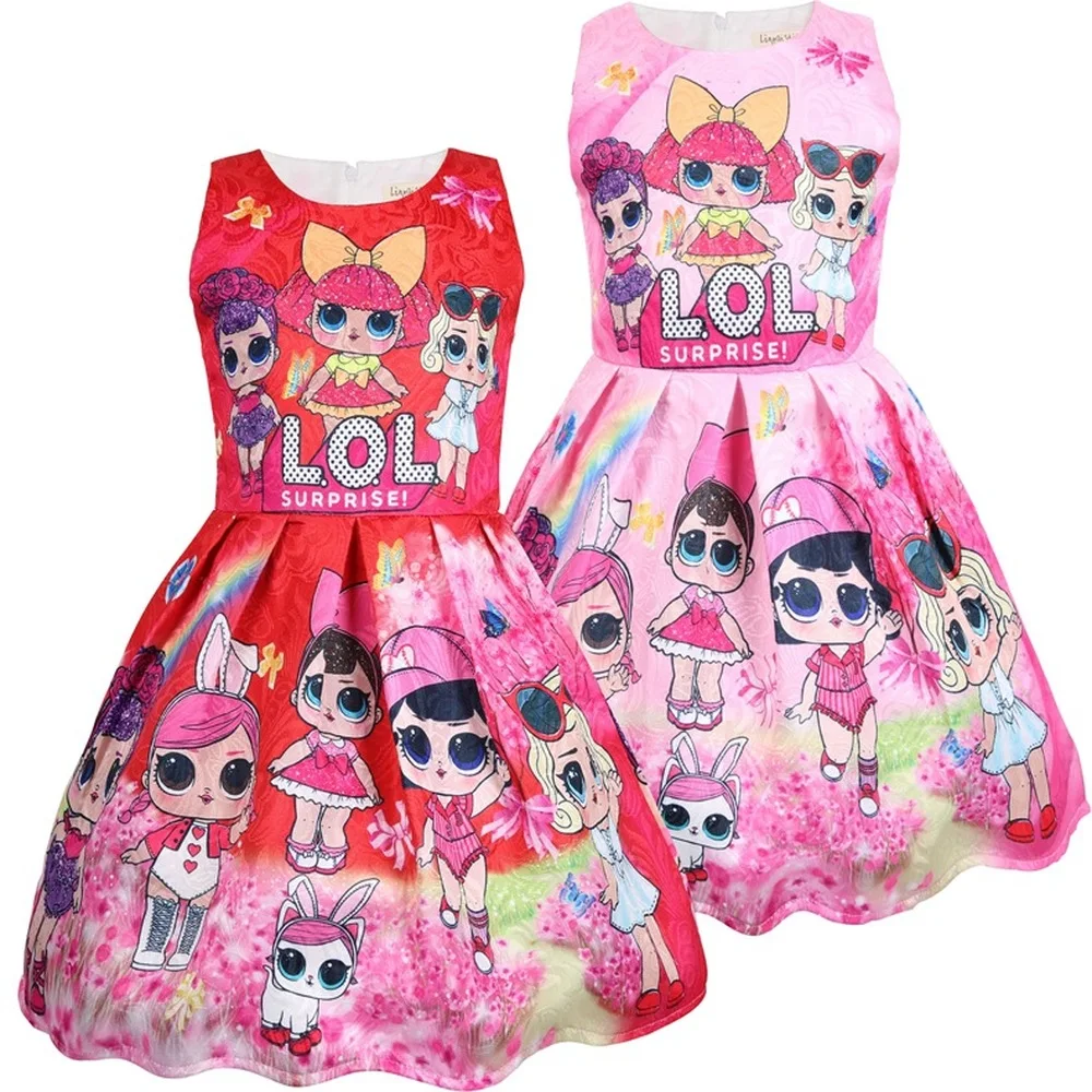 

2019 New LOL doll girls dresses child baby cartoon sleeveless anime princess dress spring and summer girl children's clothing